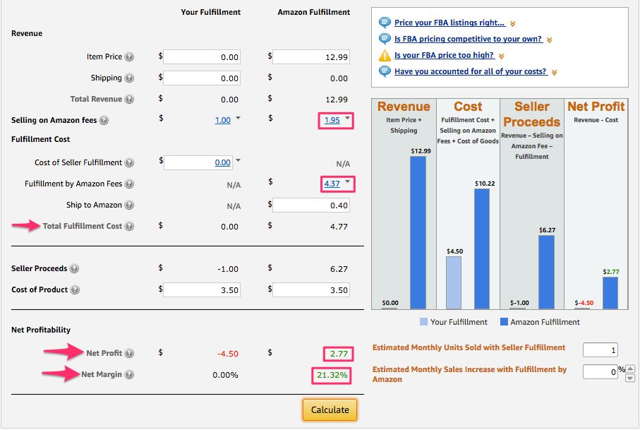 fees for fulfillment by amazon