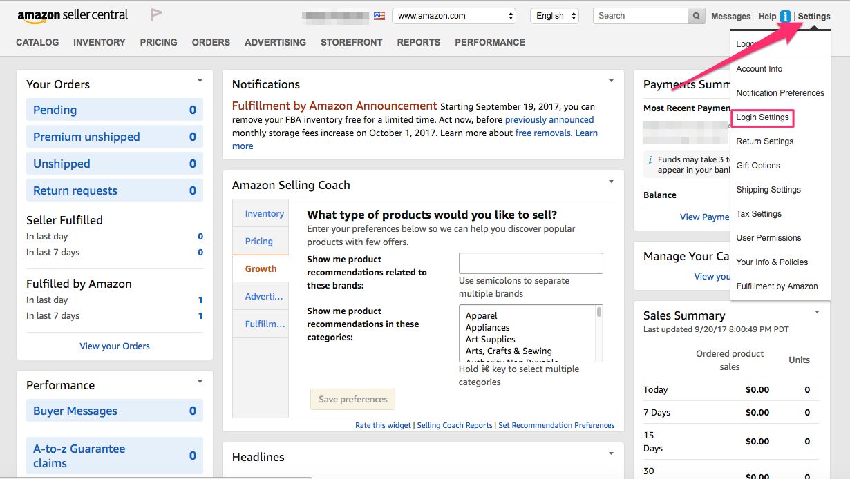 seller central account amazon