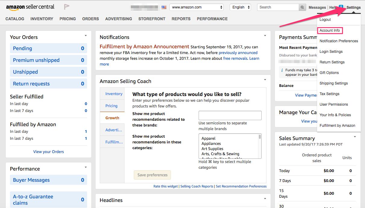 amazon seller central log in