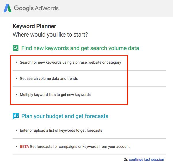 keyword planner amazon